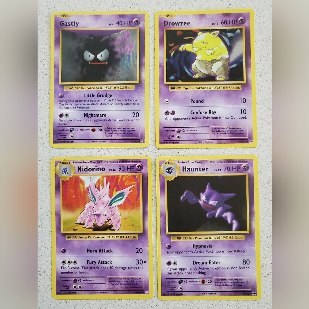 Pokémon card Set – Gastly, Drowzee, Nidorino, Haunter